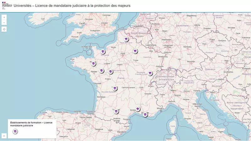 Carte des licences de mandataire judiciaire à la protection des majeurs