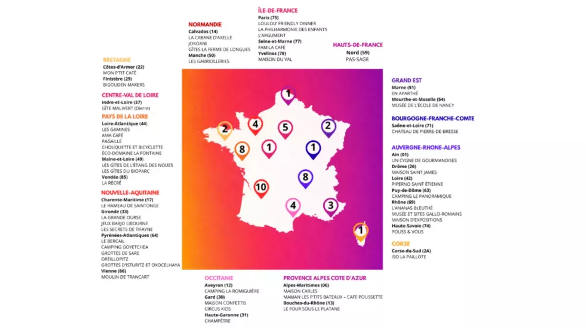 Carte de France des lauréats « Le Choix des Familles »